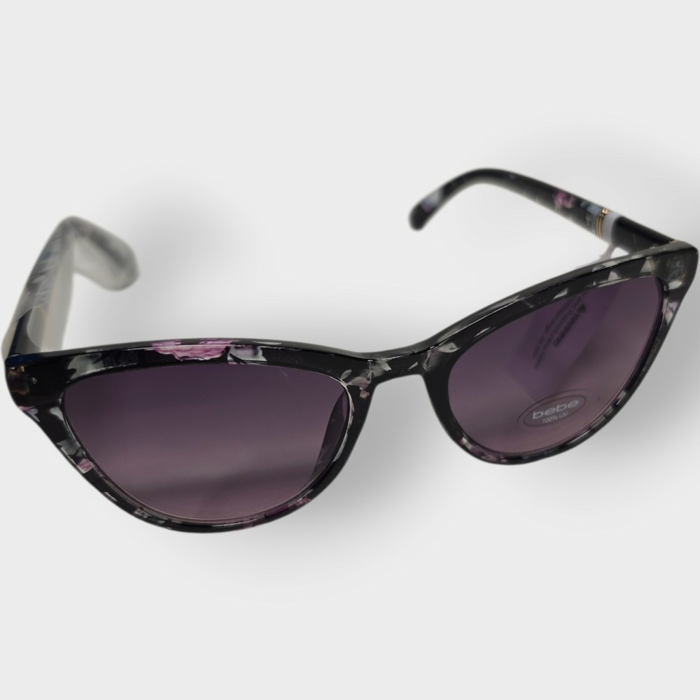 NEW BEBE BBOP1015CE SUNGLASSES 664 PLASTIC BLACK CAT‎ EYE FULL-RIM 55-22-139